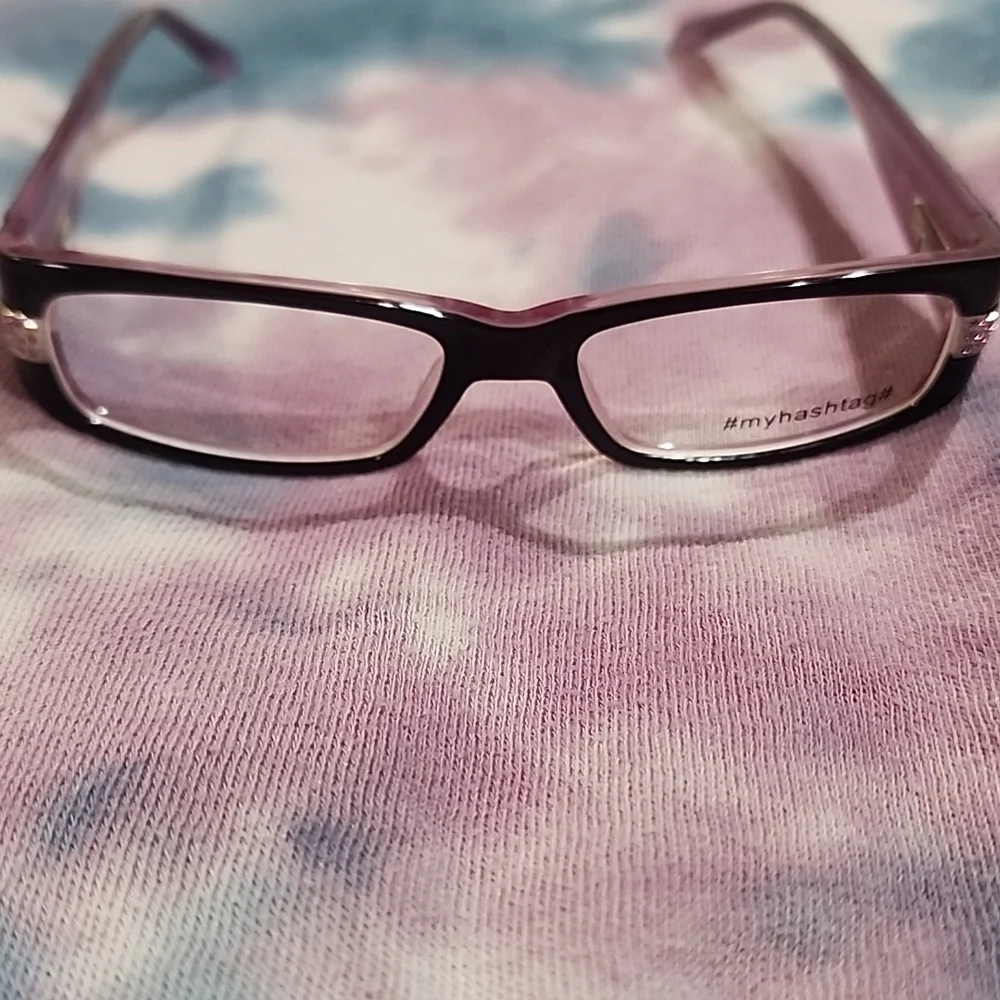 #MYHASHTAG# - Classy Black and Purple with Pink Rhinestones Girls eyeglass frame